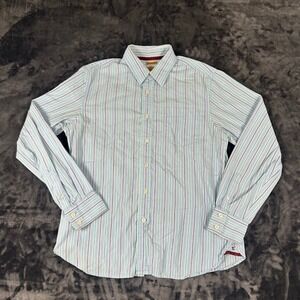 Trailer Button Up Shirt Mens XXL Blue Striped Long Sleeve Vintage Fit Cotton